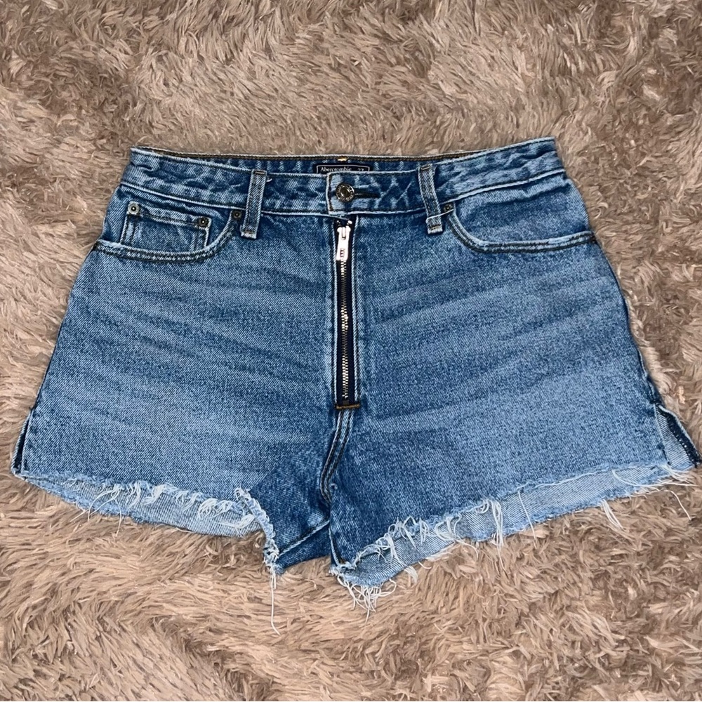 Abercrombie & Fitch Annie High Rise  Jean Shorts with Frayed Hem